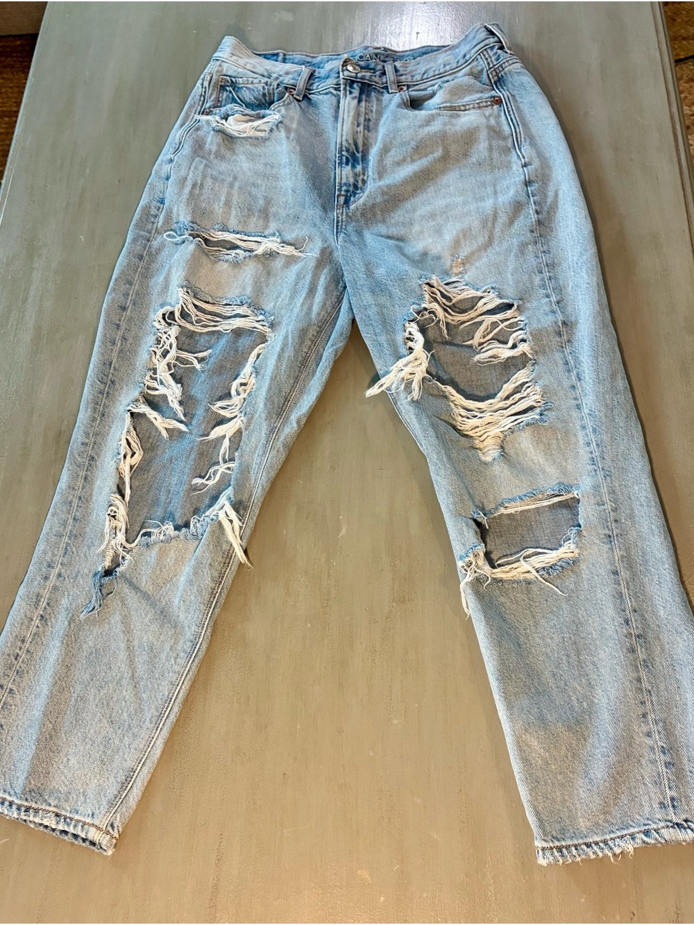 American Eagle Outfitters Light Wash High-Rise Distressed Jeans